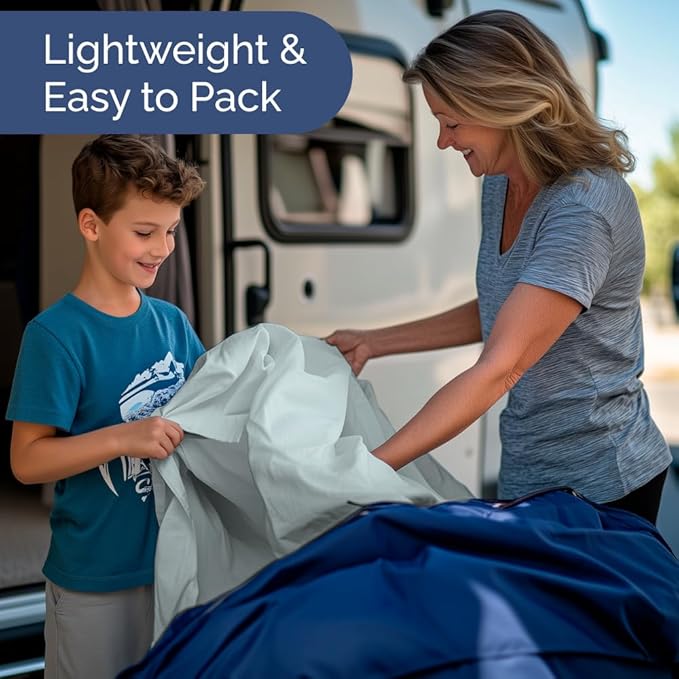 Short Queen RV Size 4 Piece Sheet Set - Comfy Breathable & Cooling Bed Sheets Set - Hotel Luxury Bedding for Women, Men, Kids, Teens, Boys & Girls - Deep Pockets & Wrinkle Free - Oeko-Tex - Ice Blue