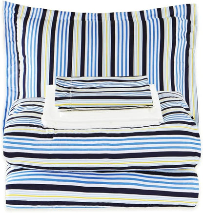 EMME Queen Comforter Set 7 Piece Bedding Sets, Blue Bed in a Bag Bedspreads Queen Size with Comforter, Sheets, Pillowcases & Shams,Soft Down Alternative Bed Set for All Season