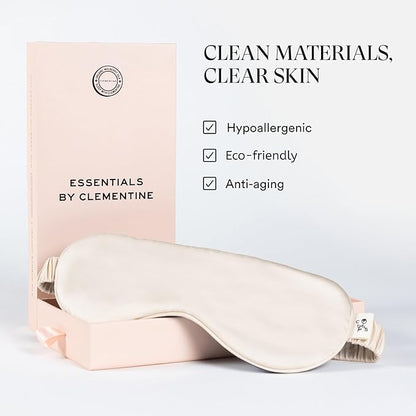 Clementine Mulberry Silk Sleep Mask | Full Blackout Contoured Eye Mask for Sleeping | Organic & Non-Toxic | Oversized Night Blindfold | Hypoallergenic & Frizz-Free Eye Cover for Deep Sleep