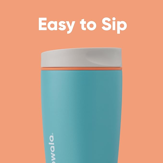 Owala SmoothSip Slider Insulated Stainless Steel Coffee Tumbler, Reusable Iced Cup, Hot Coffee Travel Mug, BPA Free, Grey/Blue (Beachy Breeze) 20 oz(Pack of 8)
