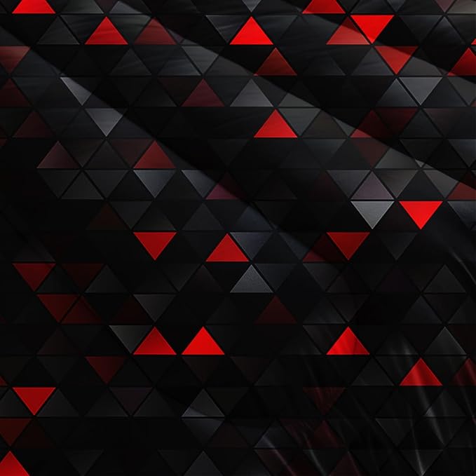 Geometric Red Black Comforter Set,Triangle Honeycomb 3 PCS Bedding Set Twin Size for Teen Adult,Modern Quilt Set Geometry Decor,Microfiber Lightweight 1 Comforter 2 Pillowcases