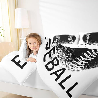 Feelyou Baseball Bedding Set Kids Baseball Sports Comforter Set Ball Games Comforter for Boys Room Decor Comforter Twin Size with 1 Pillow Case Boys