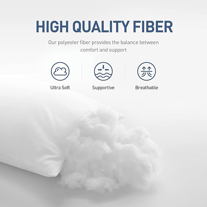 Acanva Bed Pillows 2 Pack Hotel Collection Luxury Soft Inserts for Sleeping-Breathable and Comfortable for Stomach Back Sleepers, Standard Size(Pack of 2), White