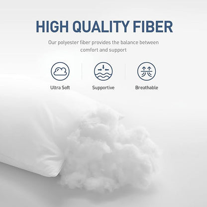 Acanva Bed Pillows 2 Pack Hotel Collection Luxury Soft Inserts for Sleeping-Breathable and Comfortable for Stomach Back Sleepers, Standard Size(Pack of 2), White