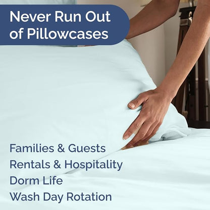 King Pillow Cases Set of 10 - Ultra Soft Hotel Quality Pillowcase Covers - Comfy & Wrinkle Free - Shrink, Stain & Fade Resistant - Easy-Care, Machine Washable Pillow Protectors - 10 Pcs Set - Ice Blue