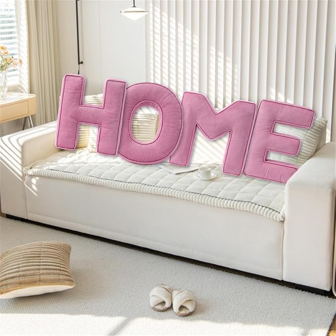 Pink Letter Plush Pillow, Letter Hugging Throw Pillows, Decorative Corduroy Initial Letter Shaped Throw Pillows, Letter Pillows English Alphabet A to Z for Sofa Bedroom Living Room Decor (K)