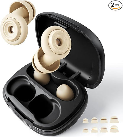 Ear Plugs for Sleeping 45dB Reusable Noise Cancelling Ear Plugs with 8 Eartips and Travel Case for Concerts, Snoring, Travel, Study Sleeping earplugs(Beige)