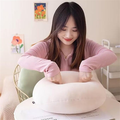 MOJUN Round Throw Pillow, 15.7" Soft Solid Color Round Sofa Lumbar Pillow Floor Pillow Home Decorative Pillow Cushion for Couch Car Living Room Bedroom, Warm White