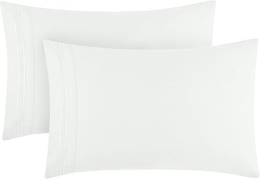 Mellanni Pillow Cases - Luxury, Extra Soft, Cooling Pillow Covers - 2 PC Iconic Collection Pillowcases - Envelope Closure (King 20" x 40", Ivory)