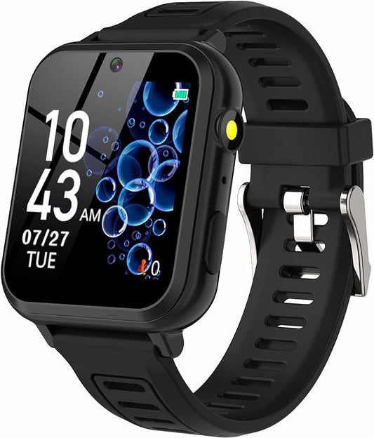 Phyulls Smart Watch for Kids, Smart Watch Toys with 39 Games Camera Video Recorder Music Alarm Calculator Calendar Flashlight Stopwatch Pedometer Gift Toys for 3-12 Years Old Boys and Girls (Black)