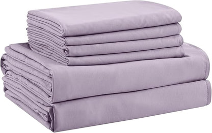 Twin Sheets Set - 4 Piece Soft Microfiber and Wrinkle Free Sheets - Easy Care, Extra Soft, Cooling Sheets - 1 Deep Pocket Fitted Sheet 1 Flat Sheet and 2 Pillowcases (Twin Lavender)