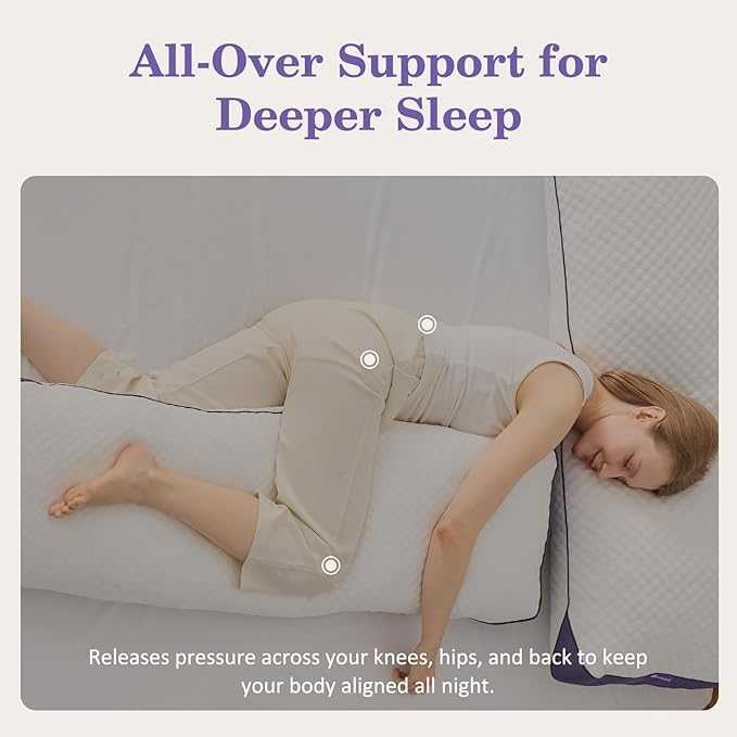 HOMELAB Adjustable Shredded Memory Foam Body Pillow, Cooling Long Pillow with Washable Cover, Full Support for Side Sleepers, Back, Hip & Leg Comfort, 1 Pack 20"x52"