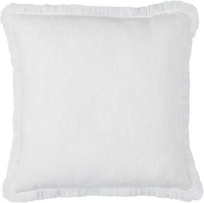 Indigo Ink - Decorative Pillow, Medallion Pillow with Fringe, Throw Pillows for Couch or Bed, Boho Home Decor, 20" x 20" (White Denim Collection, Navy Blue)