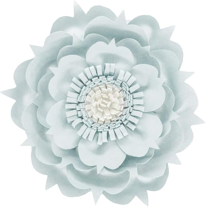 3D Flower Decorative Throw Pillow Handmade Round Pillow Cushion with Insert Included for Home Couch Bedroom Decor 13 x 13 Inch Blue