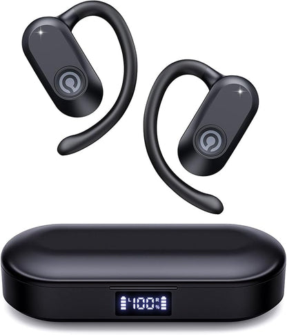 CXK Open Ear Headphones Bluetooth 5.4 Bone Conduction Headphones, True Wireless Earbuds with 60Hrs Stereo Sound, 0.27oz Lightweight Design, Open Earbuds with Mic, IPX6 Waterproof for Running, Black