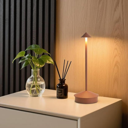 EJQ 2 Pack LED Cordless Table Lamp, Portable 6000mAh Rechargeable Aluminum, Touch Control Outdoor Table Lamp, 3 Color Dimmable Cordless Table Lamps for Restaurant, Patio, Bedroom, Outdoor - Brown