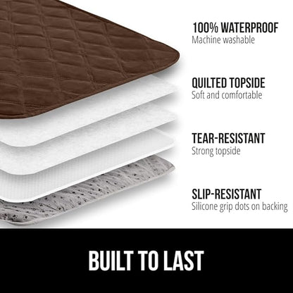 GORILLA GRIP Waterproof Couch Cover for Dogs, Gripped Slip Resistant Backing, Leak Proof Washable Dog Blanket Covers Sofa, Bed, Sectional, Crate, Car, RV Seats, Pet Puppy Essentials, 30x70 Brown