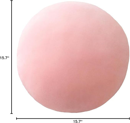 MOJUN Round Throw Pillow, 15.7" Soft Solid Color Round Sofa Lumbar Pillow Floor Pillow Home Decorative Pillow Cushion for Couch Car Living Room Bedroom, Pink