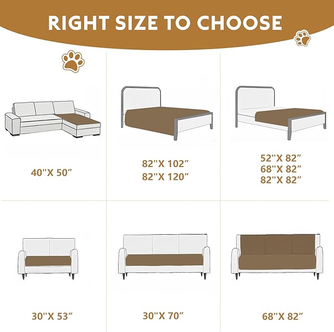 Waterproof Dog Blanket, Couch Cover for Dogs Washable, Reversible Dog Bed Cover, Couch Furniture Protector. (Dark＆Light Blue, 82 X 82 Inch - 1 Pack)