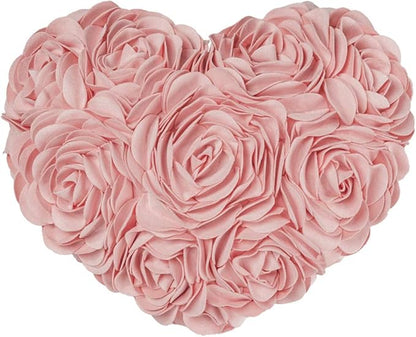 JWH Valentine's Day Throw Pillow Covers Decorative Flower Accent Pillow Cases Heart Shaped Cushion for Couch Living Room Bed Chair 14 x 16 Inches Pink