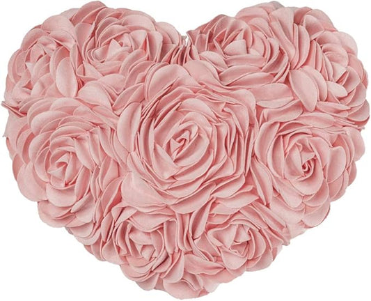 JWH Valentine's Day Throw Pillow Covers Decorative Flower Accent Pillow Cases Heart Shaped Cushion for Couch Living Room Bed Chair 14 x 16 Inches Pink