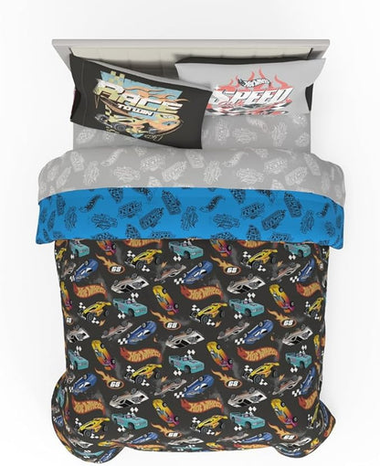 Hot Wheels Kids Bedding Super Soft Comforter and Sheet Set with Sham, 7 Piece Full Size, (Officially Licensed Product) by Franco