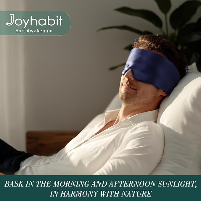 Joyhabit Silk Sleep mask | 100% Mulberry for Women Men Ultra Soft Blackout Eye Cover with Adjustable Band, Breathable No Eye Pressure, Ideal for Sleep, Travel, Naps & Meditation, Navy Blue