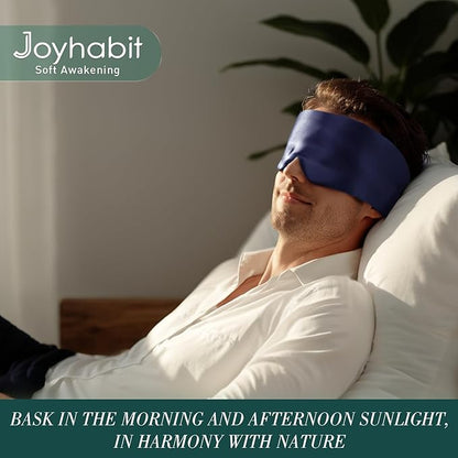 Joyhabit Silk Sleep mask | 100% Mulberry for Women Men Ultra Soft Blackout Eye Cover with Adjustable Band, Breathable No Eye Pressure, Ideal for Sleep, Travel, Naps & Meditation, Navy Blue