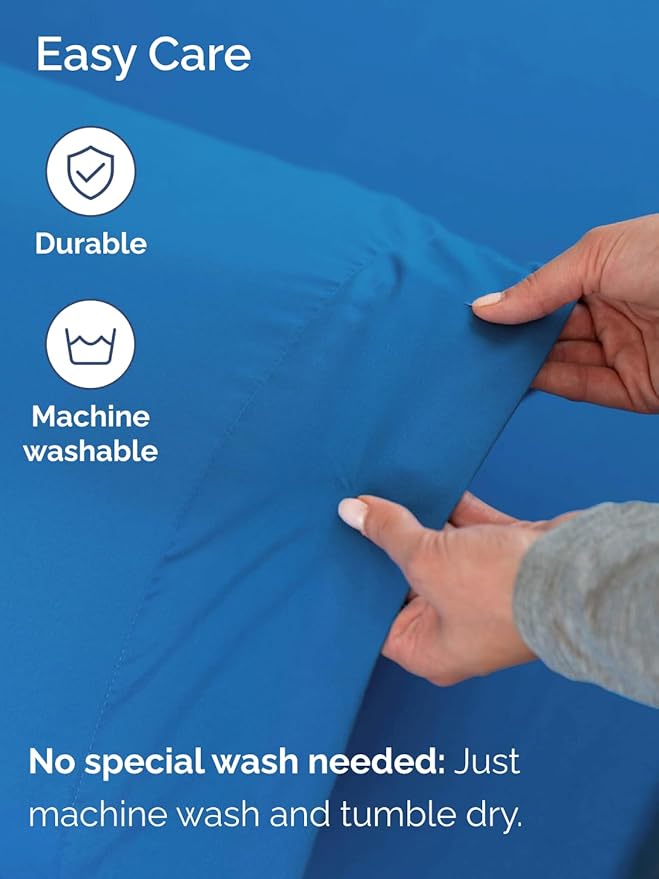Extra Deep Split King Sheet Set - 7 Piece Breathable and Cooling Sheets - Hotel Luxury Bedding for Women, Men, Kids & Teens - Easy Secure Fit - Soft & Wrinkle Free - Extra Deep Pockets - Royal Blue