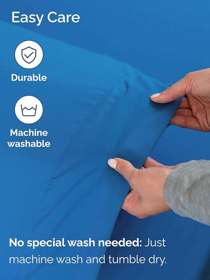 Extra Deep Split King Sheet Set - 7 Piece Breathable and Cooling Sheets - Hotel Luxury Bedding for Women, Men, Kids & Teens - Easy Secure Fit - Soft & Wrinkle Free - Extra Deep Pockets - Royal Blue