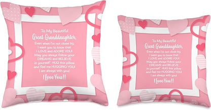 Great Granddaughter gifts from Grandparent pink love hugs Throw Pillow