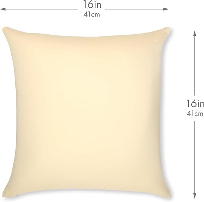 PILLOWY 16"x16" Throw Pillow - Off white- Creme: 1Pcs Luxurious Premium Microbead Pillow With 85/15 Nylon/Spandex Fabric. Forever Fluffy, Outstanding Beauty & Support. Silky, Soft & Beyond Comfortable