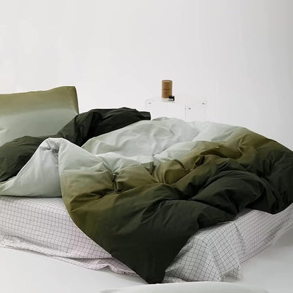 Houseri Gradient Green & White Comforter Set - Green & Cream Bedding - King Size