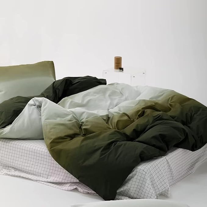 Houseri White and Green Comforter Set Twin Gradient Green Comforter Bedding Sets Twin Size, Twin(68‘90‘-Comforter)