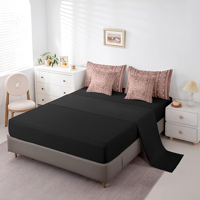 Comforter Set Full Size, Coper Brown Damask Aztec 7 Pcs Bedding for Kids and Adults, Baroque Western Boho Gothic Floral Bed Sheet Sets with Fitted Sheet 2 Pillowcases & 2 Shams for Bedroom Bed Decor