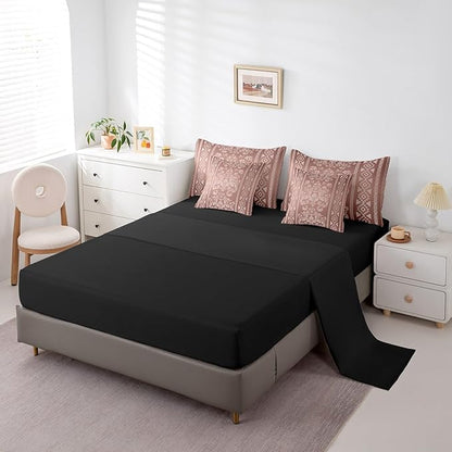 Comforter Set Queen Size, Coper Brown Damask Aztec 7 Pcs Bedding for Kids Adults, Antique Decor Western Baroque Gothic Bed Sheet Sets with Fitted Sheet 2 Pillowcases & 2 Shams for Bedroom Bed Decor
