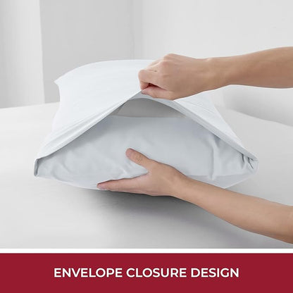 Mellanni Pillow Case - 1 PC Iconic Collection Pillowcases - Hotel Luxury, Extra Soft, Cooling Pillow Cover - Envelope Closure - Wrinkle, Fade, Stain Resistant (Body 20" x 54", White)