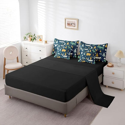 Feelyou Bear Comforter Set Twin Size 7 Pcs Woodland Fox Deer Comforter Bed in a Bag Cabin Lodge Farmhouse Bedding Set for Boys Girls Rustic Wild Animal Bed Set with Sheets, Pillowcases, Pillow Covers