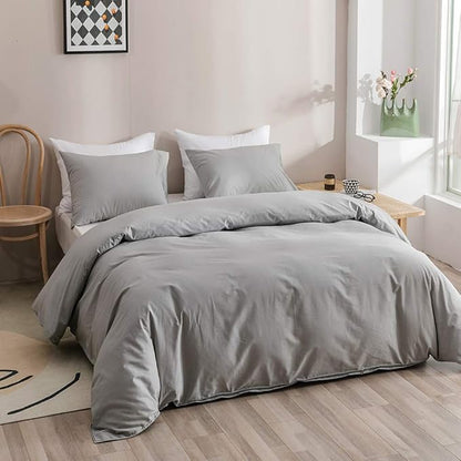 Pureant Silver Grey Comforter Set California King Light Gray Bedding Comforter Sets Cotton for Women Men Solid Bright Grey Comforter Cal King Soft Elegant Grey Comforter All Grey Blanket