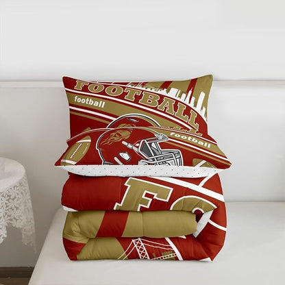 Feelyou Football Bedding Set Boys Girls Full Size Rugby Sports Comforter Set Sports Theme Women Men Football City Duvet Quilt Bedroom Decor