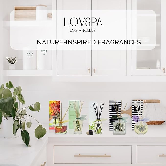 LOVSPA Reed Diffuser Set, Roasted Chestnuts Scented Oil Diffuser with Sticks, Home Fragrance Accessories for Bathroom Shelf Decor, Aroma Diffusers for Home or Office Fall Decor, USA Made
