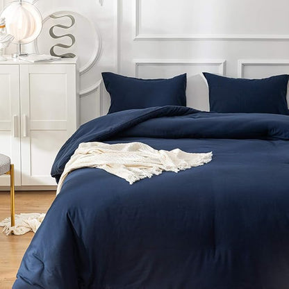 Cottonight Navy Blue Comforter Set California King Men Navy Bedding Set Dark Blue Comforter Set Breathable Soft Quilts Blanket Bedding Comforter Sets for Women Men Cal King Bed