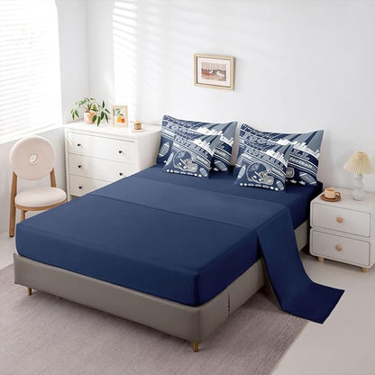 Feelyou Football 7 Pieces Comforter Sets Full Size Kids Bedding Set for All Season Rugby Sports Football City Bed in a Bag with Comforter, Sheets, Pillowcases & Cushion Cover