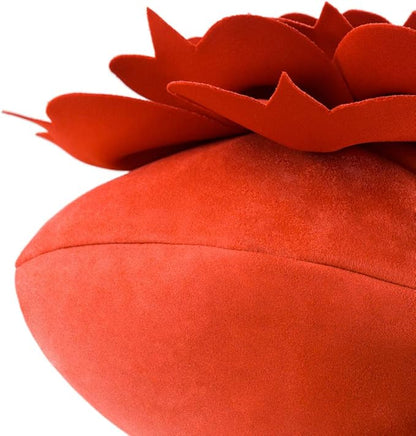 3D Flower Decorative Throw Pillow Accent Handmade Round Pillow Cushion with Insert for Home Couch Bedroom Decor 13 x 13 Inch Reddish Orange