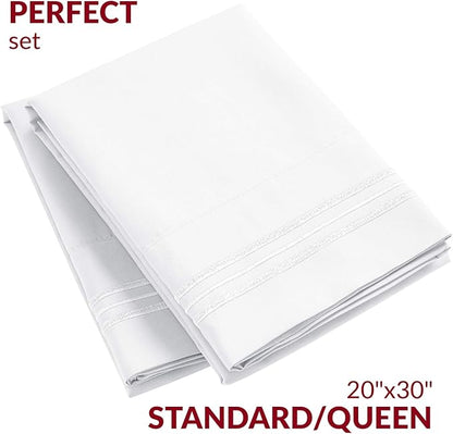Mellanni Pillow Cases - Luxury, Extra Soft, Cooling Pillow Covers - 2 PC Iconic Collection Pillowcases - Envelope Closure (Standard/Queen 20" x 30", White) (Pack of 2)