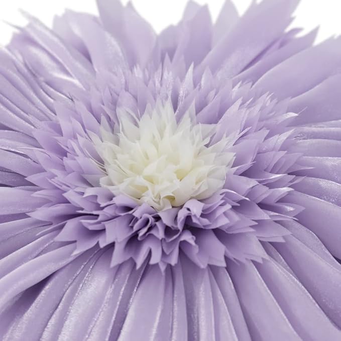 Decorative 3D Round Flower Pillow Handmade Daisy Floral Throw Pillow with Insert Cute Satin Accent Cushion for Sofa Bed Couch Living Room Brdroom Boho Home Decor 12 Inch Lavender Purple