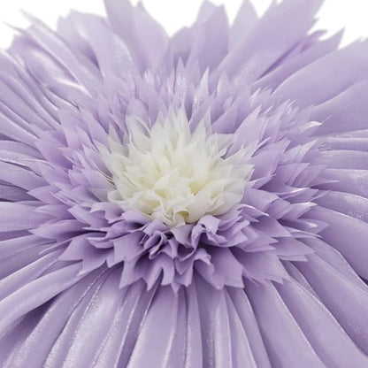 Decorative 3D Round Flower Pillow Handmade Daisy Floral Throw Pillow with Insert Cute Satin Accent Cushion for Sofa Bed Couch Living Room Brdroom Boho Home Decor 12 Inch Lavender Purple