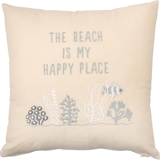 Primitives by Kathy Pillow-The Beach is My Happy Place, Light Gray, Dark Gray, Cream, White