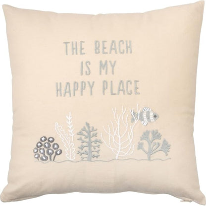 Primitives by Kathy Pillow-The Beach is My Happy Place, Light Gray, Dark Gray, Cream, White