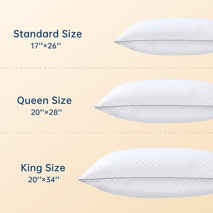 JOLLYVOGUE Pillows Queen Size Set of 4, Oeko-Tex Certified Bed Pillows for Side, Back, and Stomach Sleepers - Medium Support Down Alternative Filling, Machine-Washable